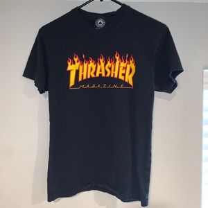Thrasher Magazine Flame Black Short Sleeve T-Shirt